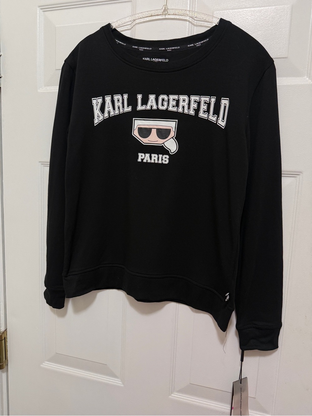 Karl Lagerfeld Black Crewneck Sweatshirt with Logo Graphic